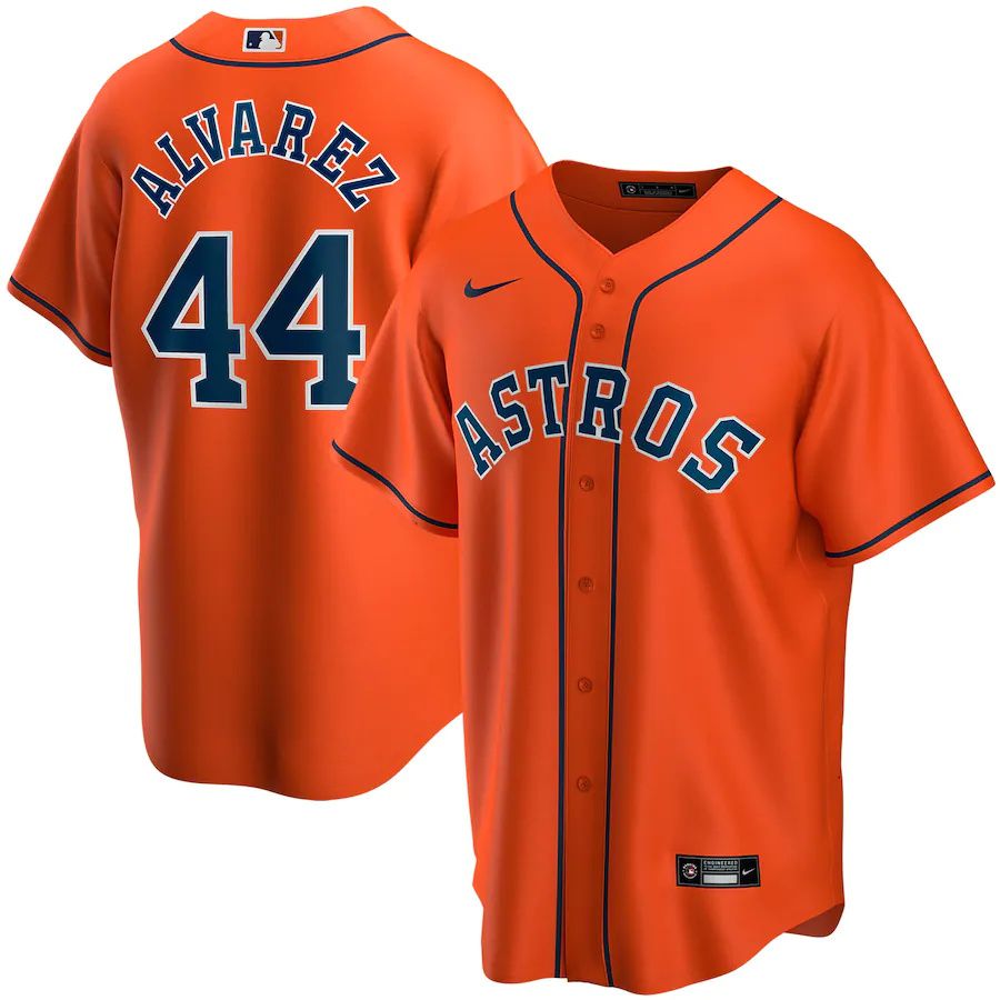 Mens Houston Astros #44 Yordan alvarez Nike Orange Alternate Replica Player MLB Jerseys